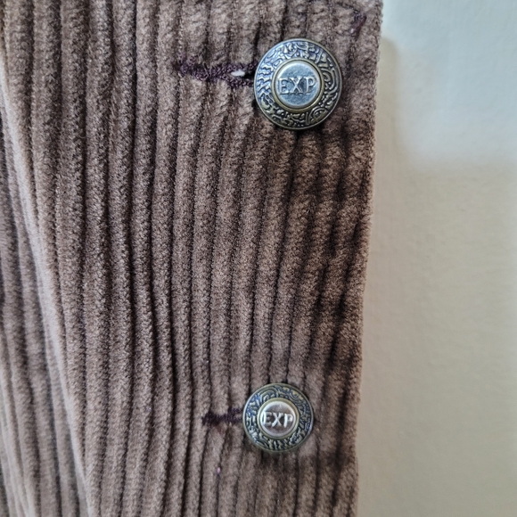 Express Vintage Corduroy Jumper Dress Brown Mini Casual 90s Pockets Size Large - Picture 4 of 8